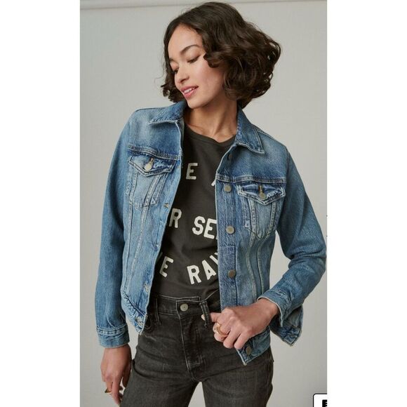 LUCKY BRAND Denim Jean Jacket Size L - Picture 4 of 9